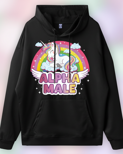 black sleeping unicorn hoodie - detail