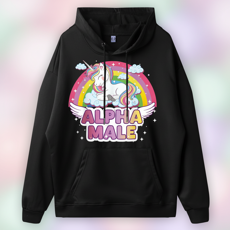 black sleeping unicorn hoodie - detail