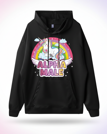 black sleeping unicorn hoodie - white-bg