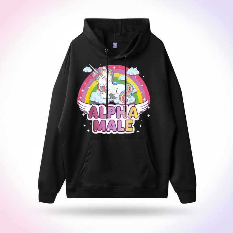 black sleeping unicorn hoodie - white-bg