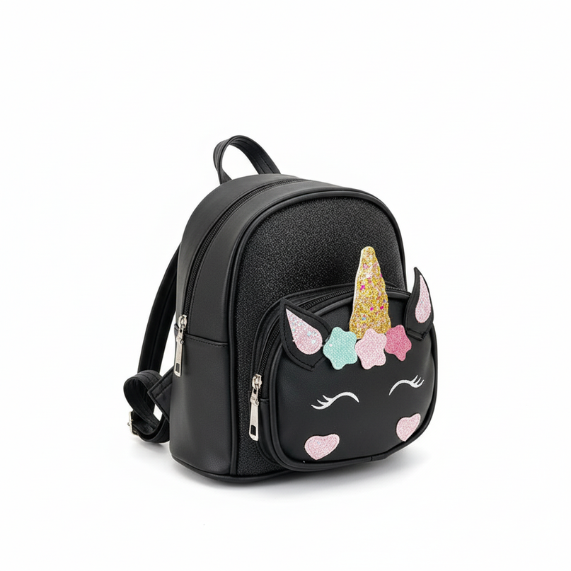 black unicorn backpack custom name - white-bg