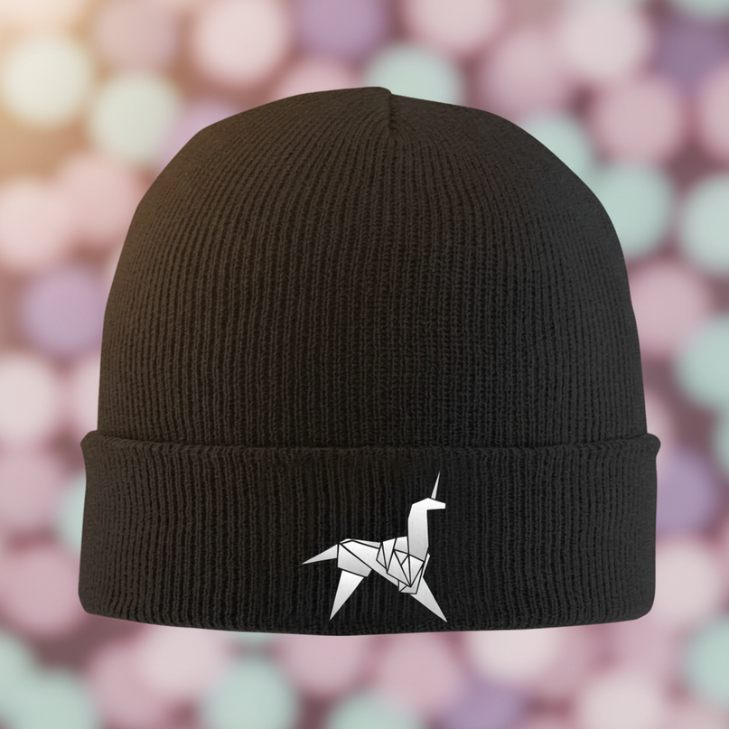 black unicorn beanie - detail