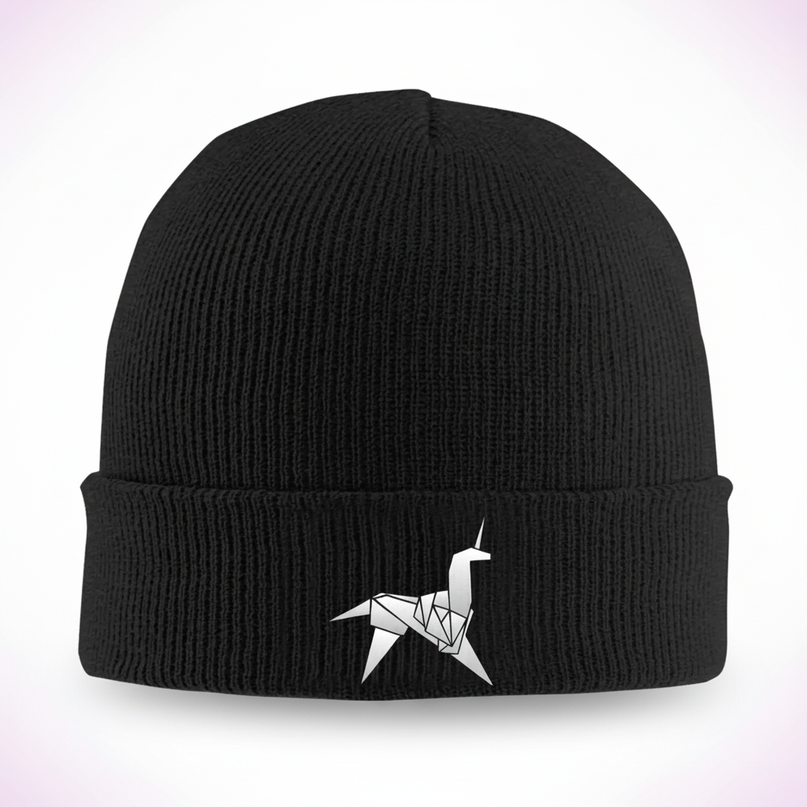 black unicorn beanie - white-bg