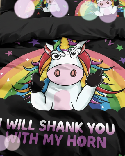 black unicorn bedding - detail