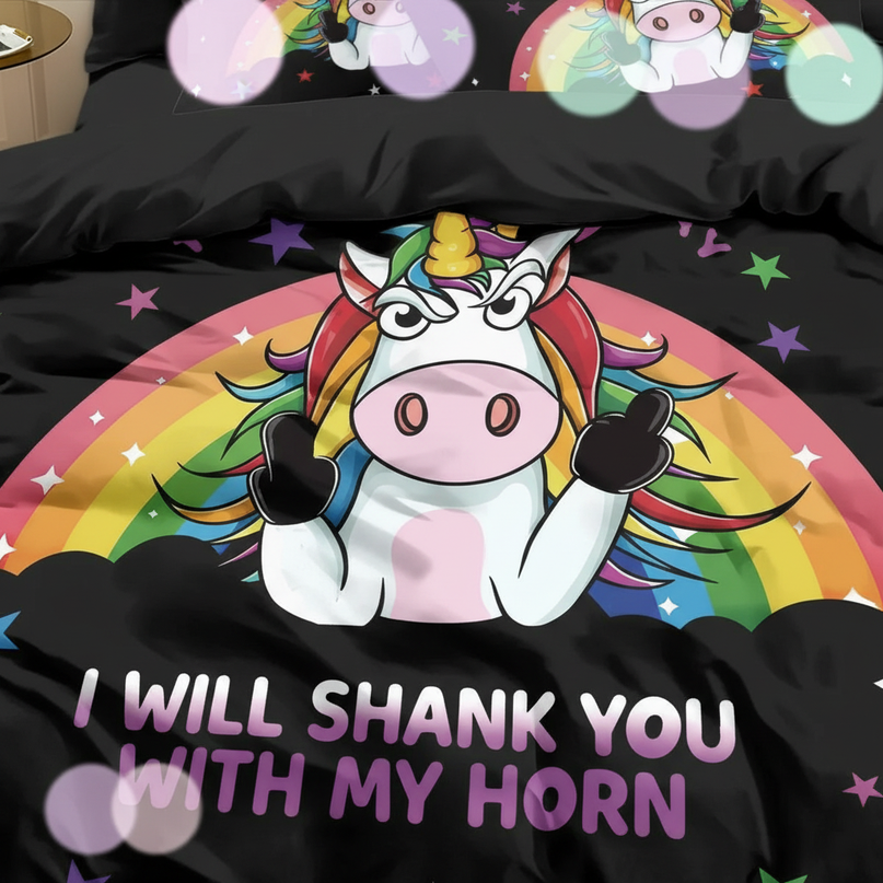 black unicorn bedding - detail