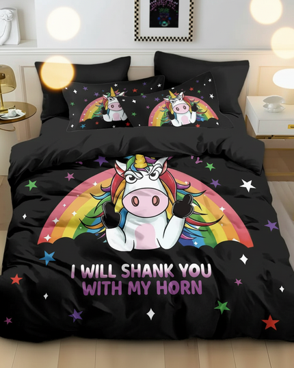 black unicorn bedding - lifestyle