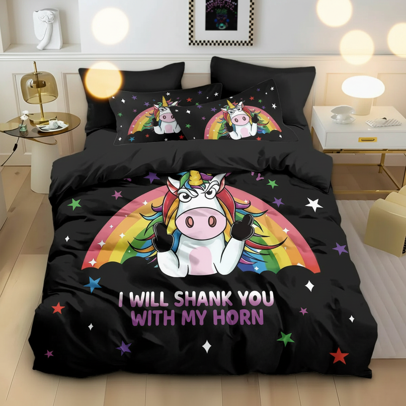 black unicorn bedding - lifestyle