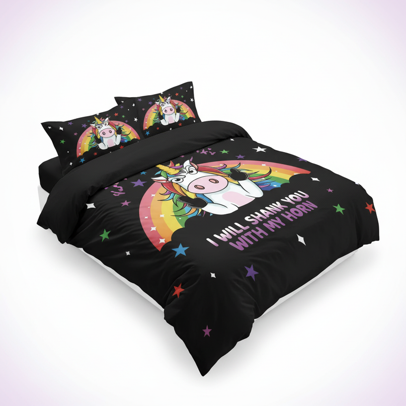 black unicorn bedding - white-bg