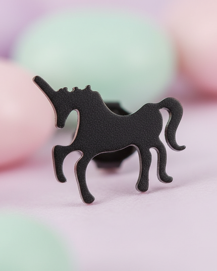 black unicorn earrings - detail