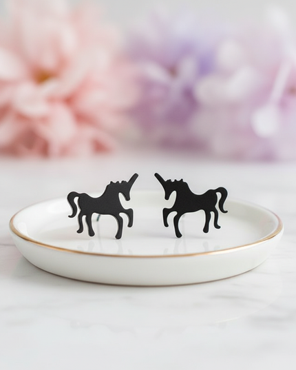 black unicorn earrings - lifestyle