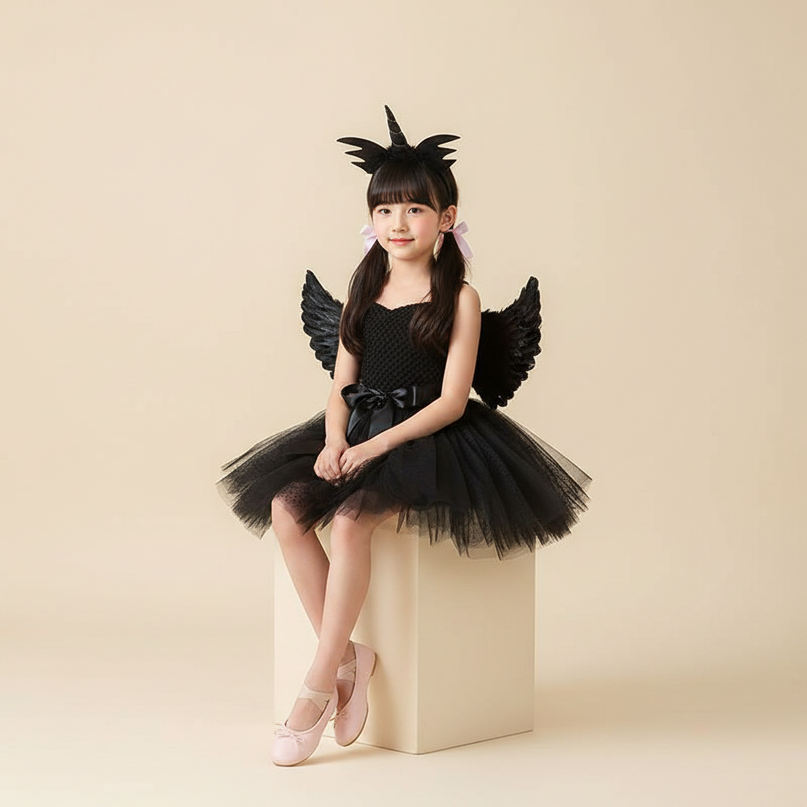 black unicorn halloween dress - sitting