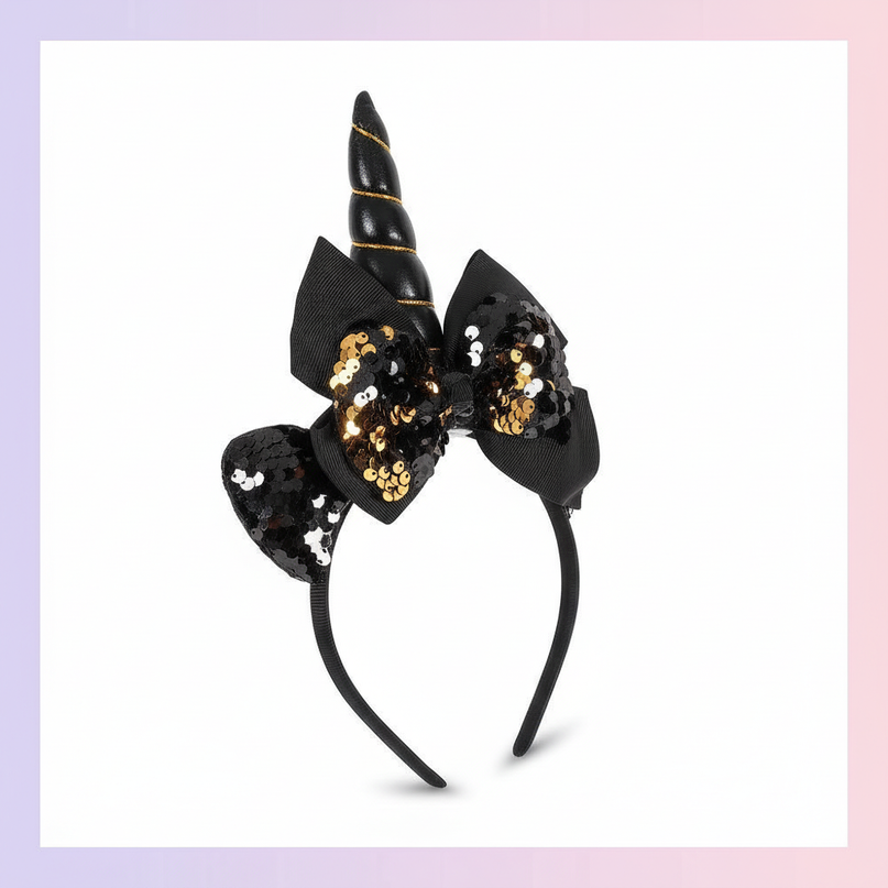 black unicorn headband party - white-bg