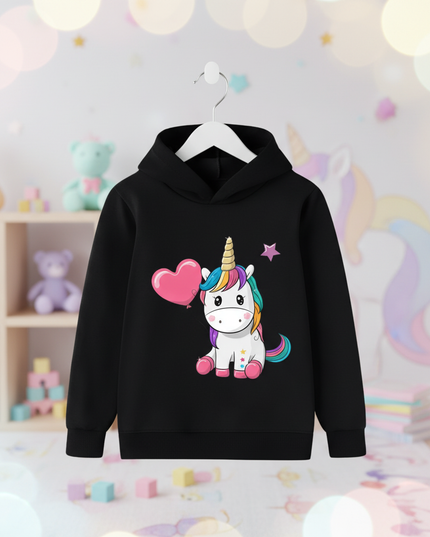 black unicorn heart hoodie kids - lifestyle