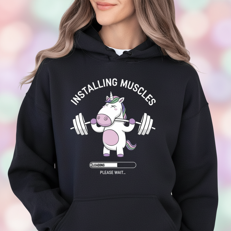 black unicorn hoodie adult - detail