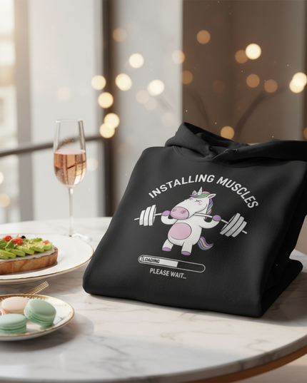 black unicorn hoodie adult - lifestyle
