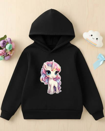 black unicorn hoodie - flat-lay