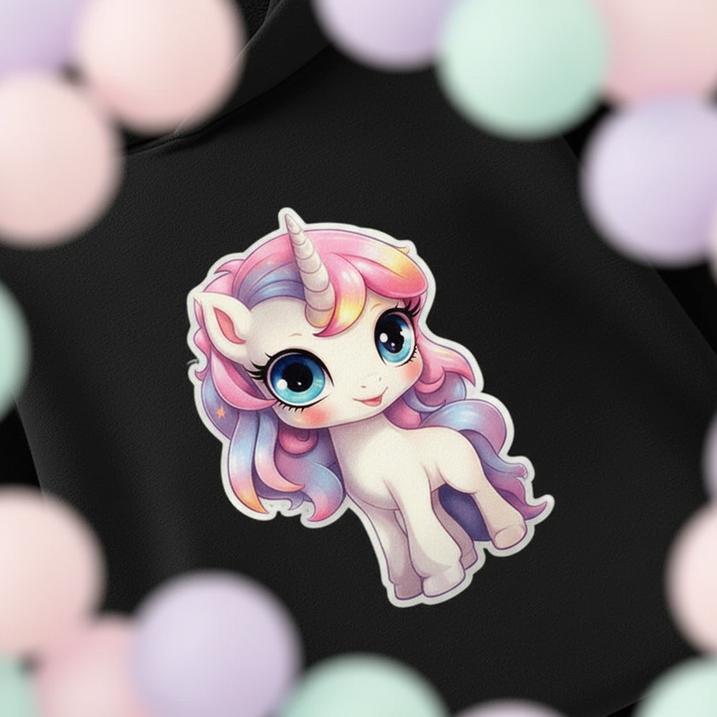 black unicorn hoodie girls - detail