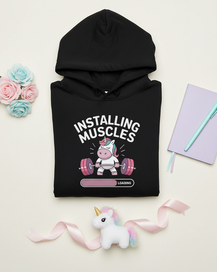 black unicorn hoodie women - flat-lay