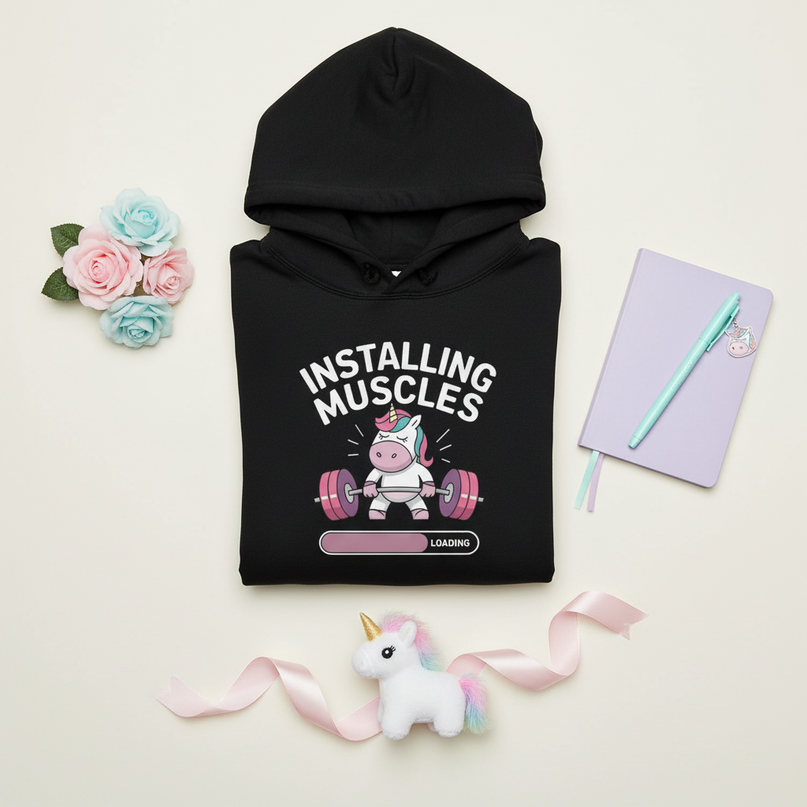 black unicorn hoodie women - flat-lay