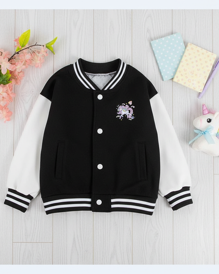 black unicorn jacket - flat-lay