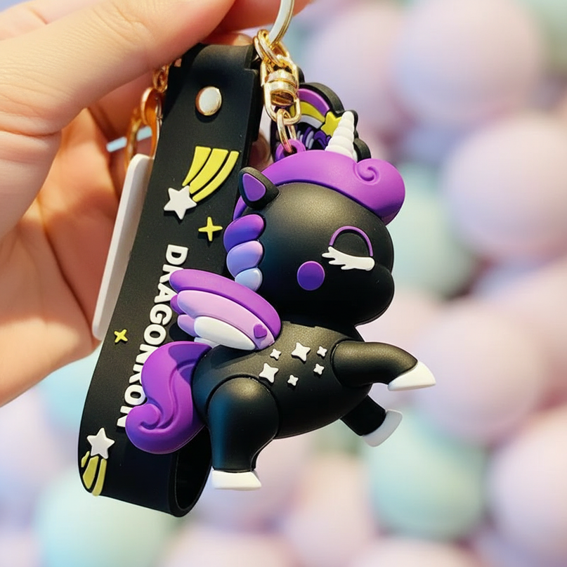 black unicorn keychain - detail