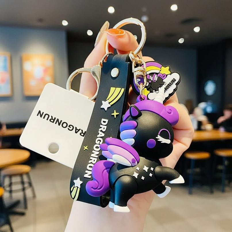 black unicorn keychain - in-use