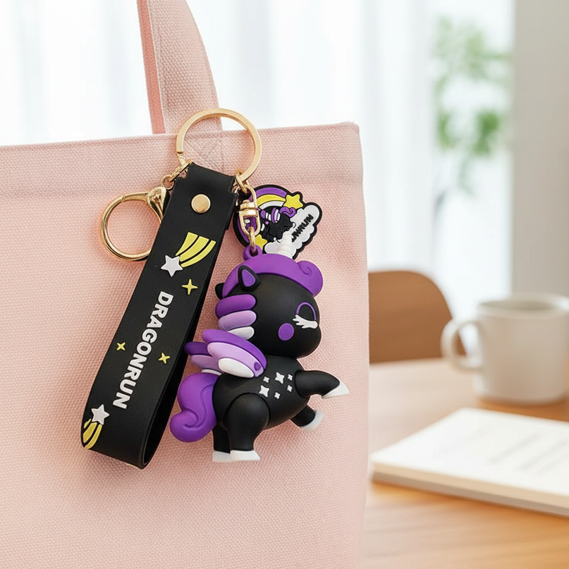 black unicorn keychain - lifestyle