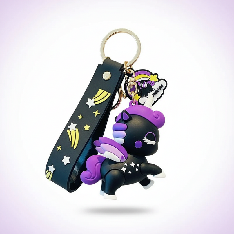 black unicorn keychain - white-bg