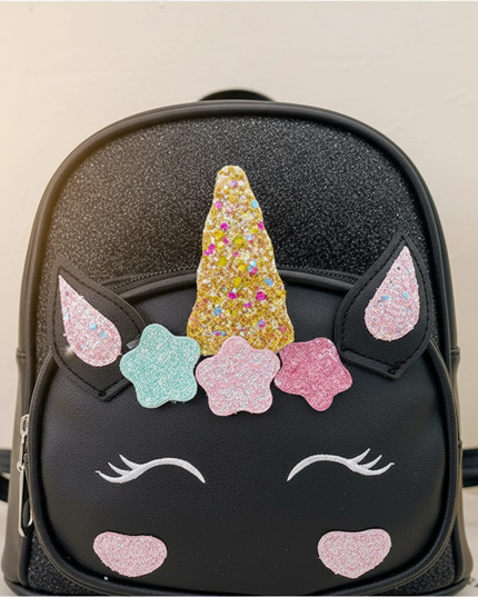 black unicorn kindergarten backpack - detail