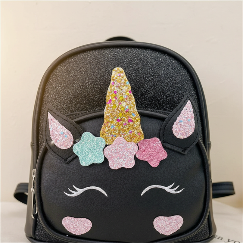 black unicorn kindergarten backpack - detail