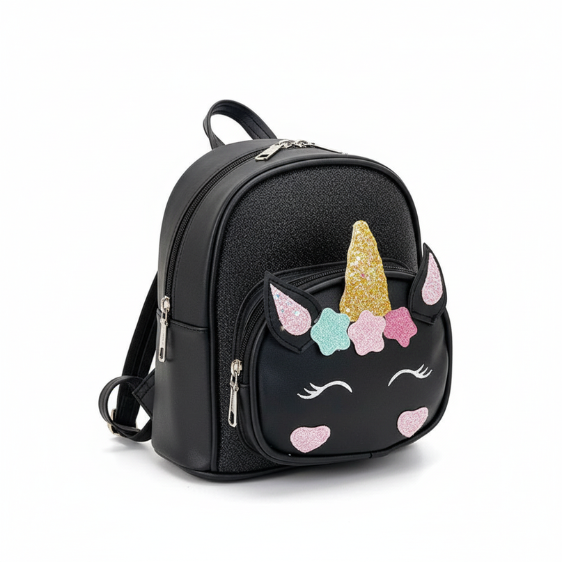 black unicorn kindergarten backpack - white-bg
