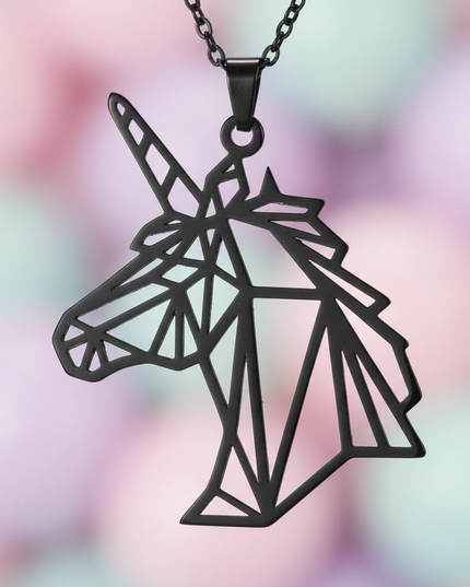 black unicorn necklace - detail
