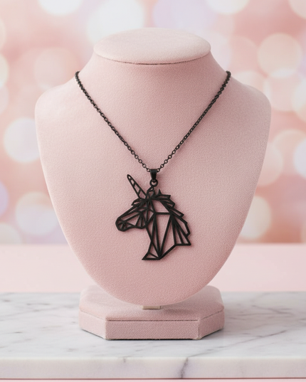 black unicorn necklace - lifestyle