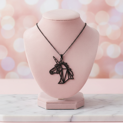 black unicorn necklace - lifestyle