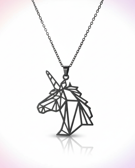 black unicorn necklace - white-bg