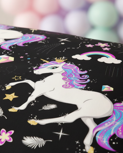 black unicorn pattern bedding - detail