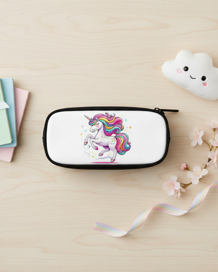 black unicorn pencil case - flat-lay