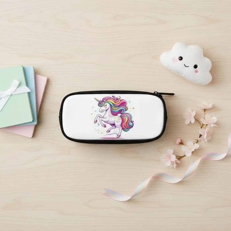 black unicorn pencil case - flat-lay