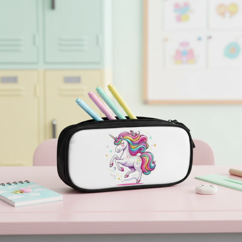 black unicorn pencil case - lifestyle