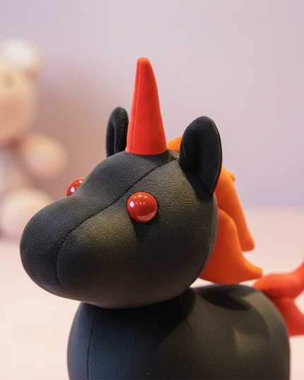 black unicorn plush - detail