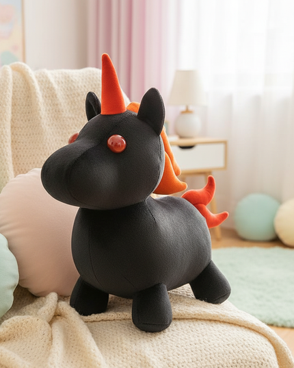 black unicorn plush - lifestyle