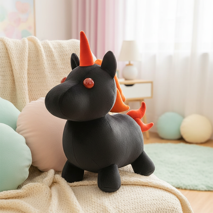black unicorn plush - lifestyle