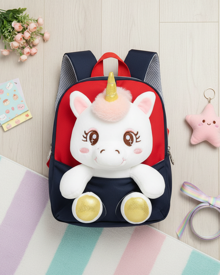 black unicorn school backpack - flat-lay