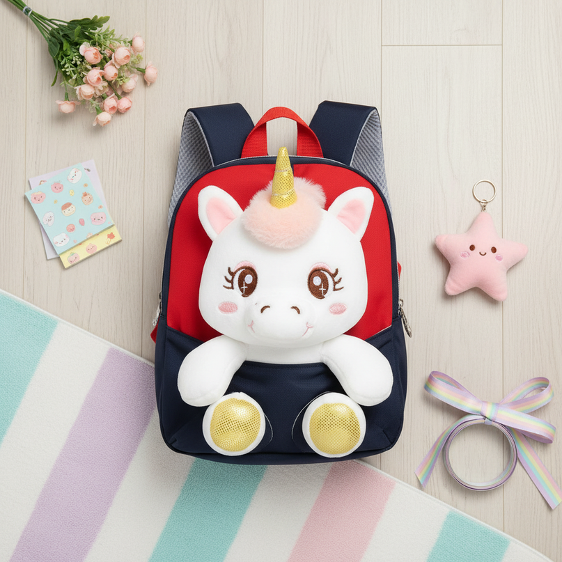 black unicorn school backpack - flat-lay