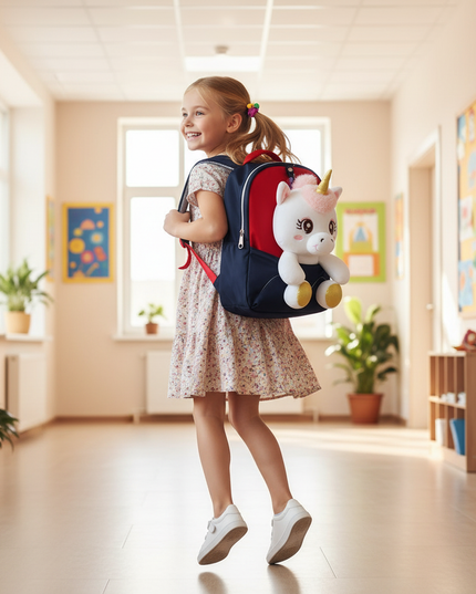black unicorn school backpack - in-use