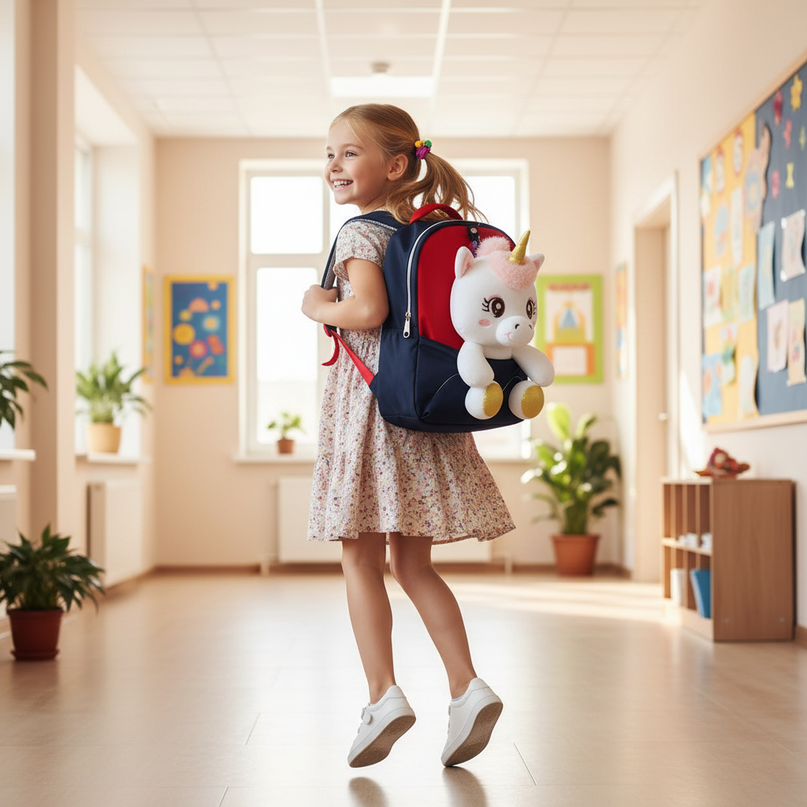 black unicorn school backpack - in-use