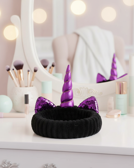 black unicorn spa headband - lifestyle