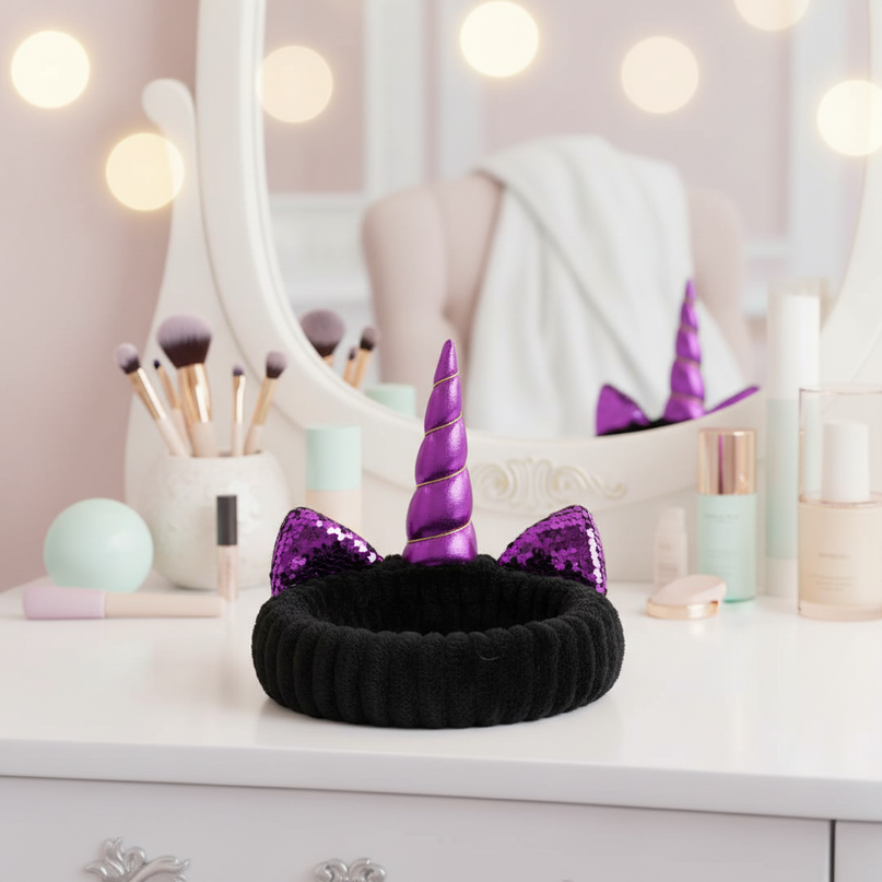 black unicorn spa headband - lifestyle