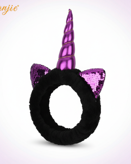black unicorn spa headband - white-bg
