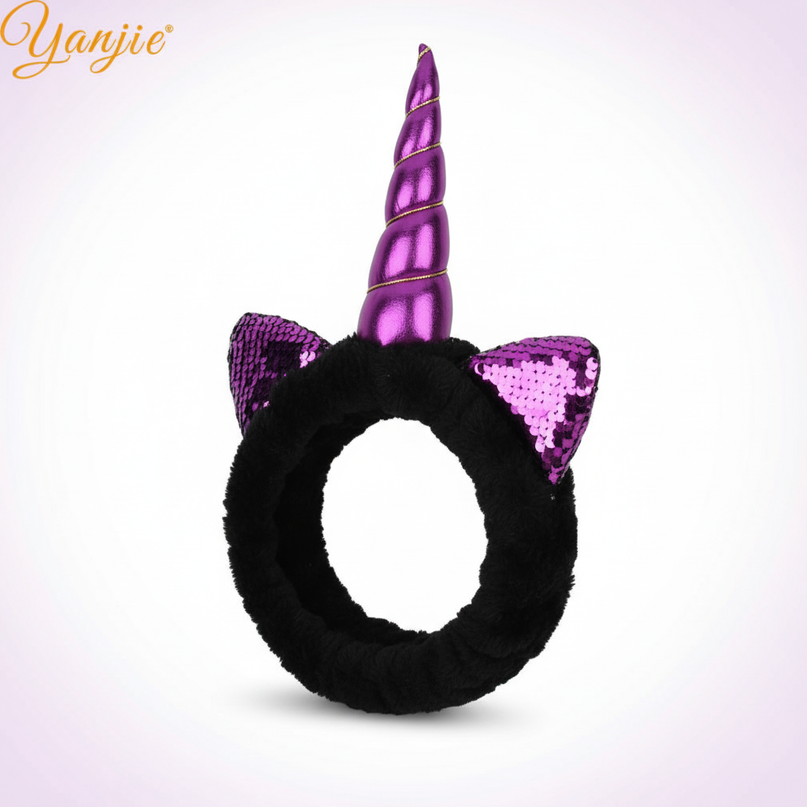 black unicorn spa headband - white-bg